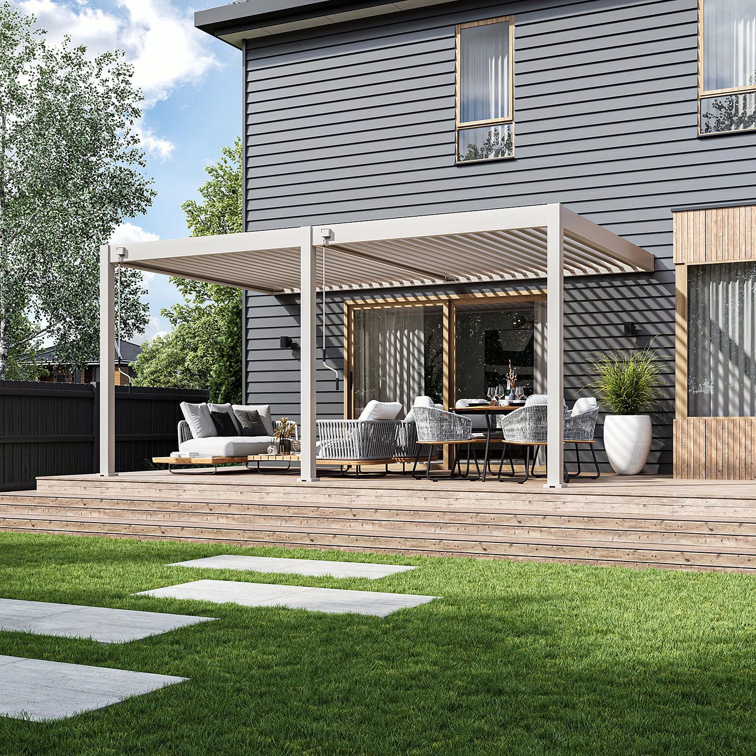 ORION DELUXE OVERKAPPING MUUR KIEZELGRIJS – 3,6 X 5,3 METER - Afbeelding 5